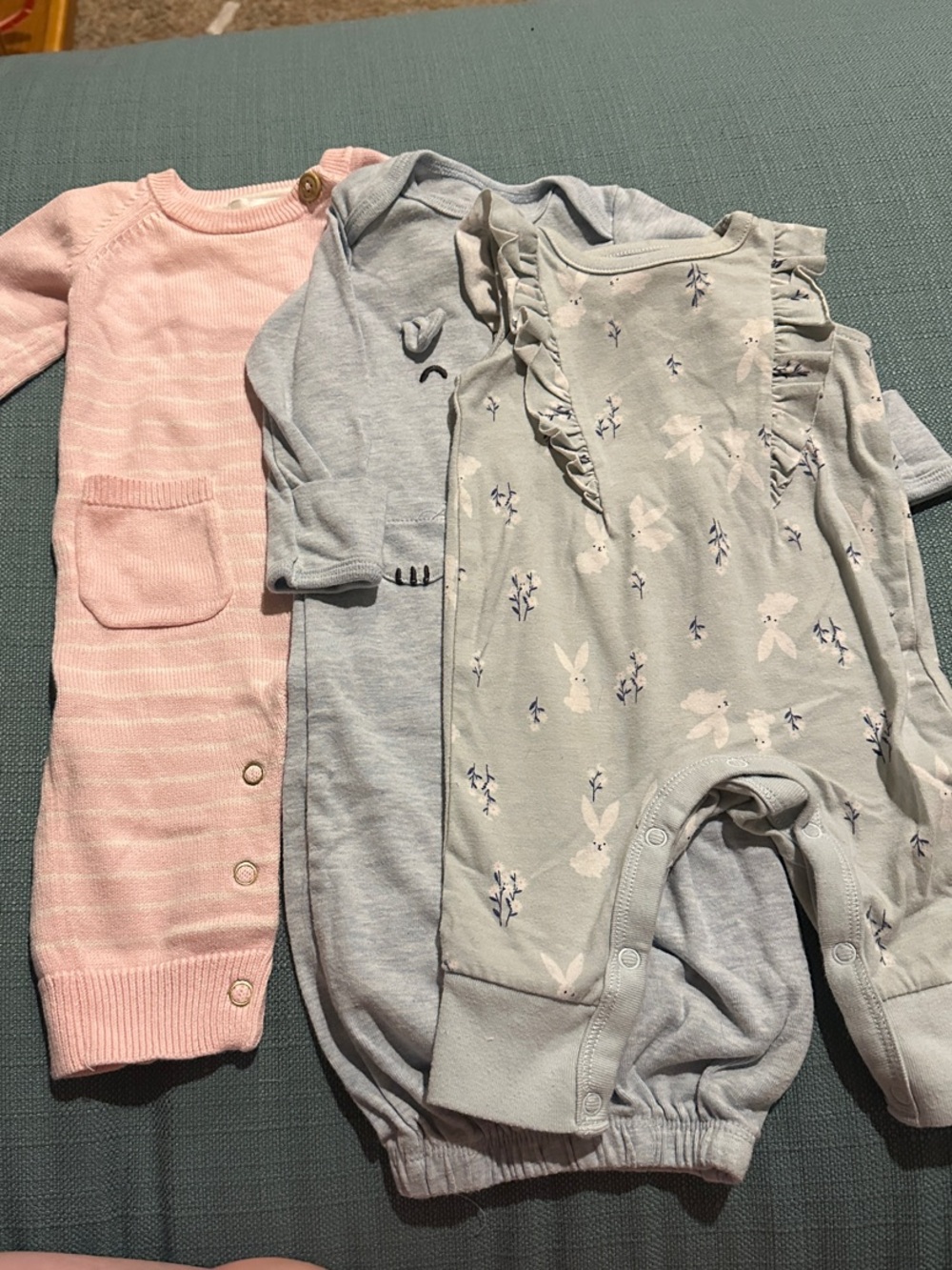 Carter's Pink and Light Blue Baby Girls Legging Set Newborn bundle